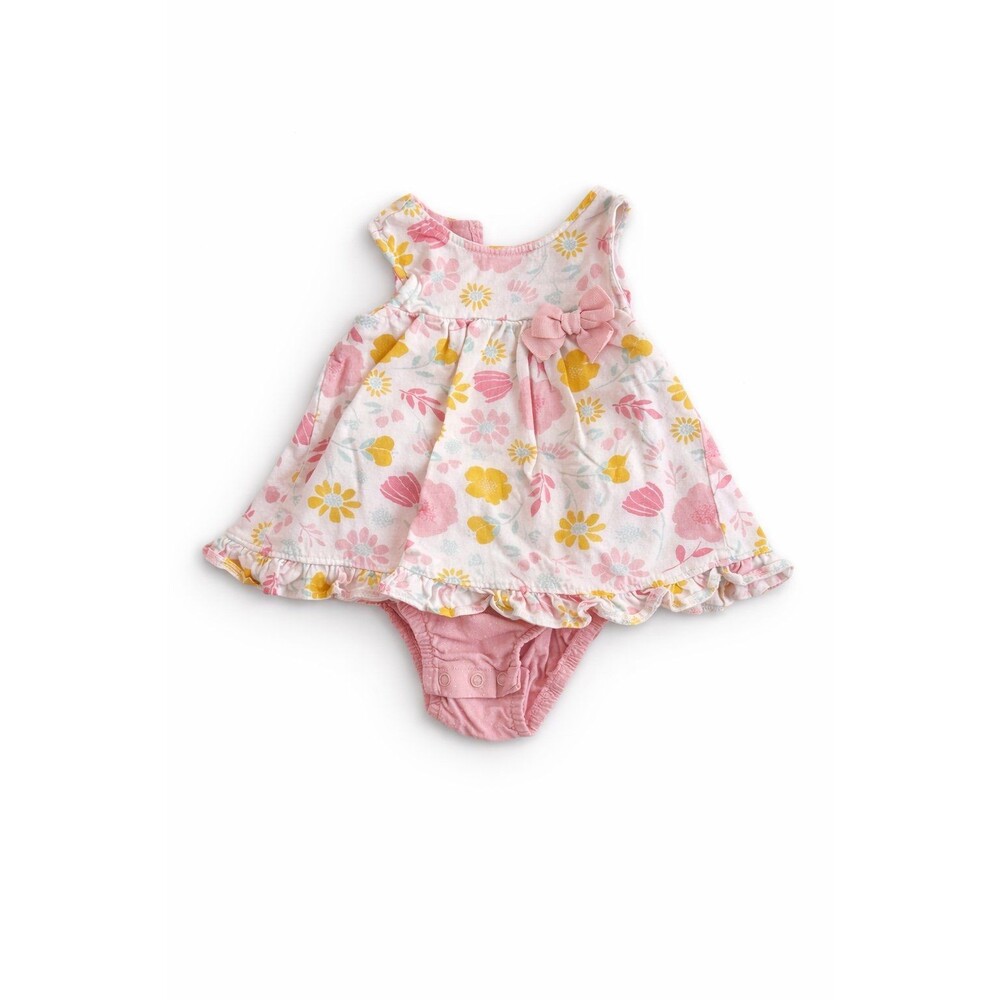 Carter’s Baby Girl Floral Dress Onesie 12M Pink Yellow Spring Easter Outfit